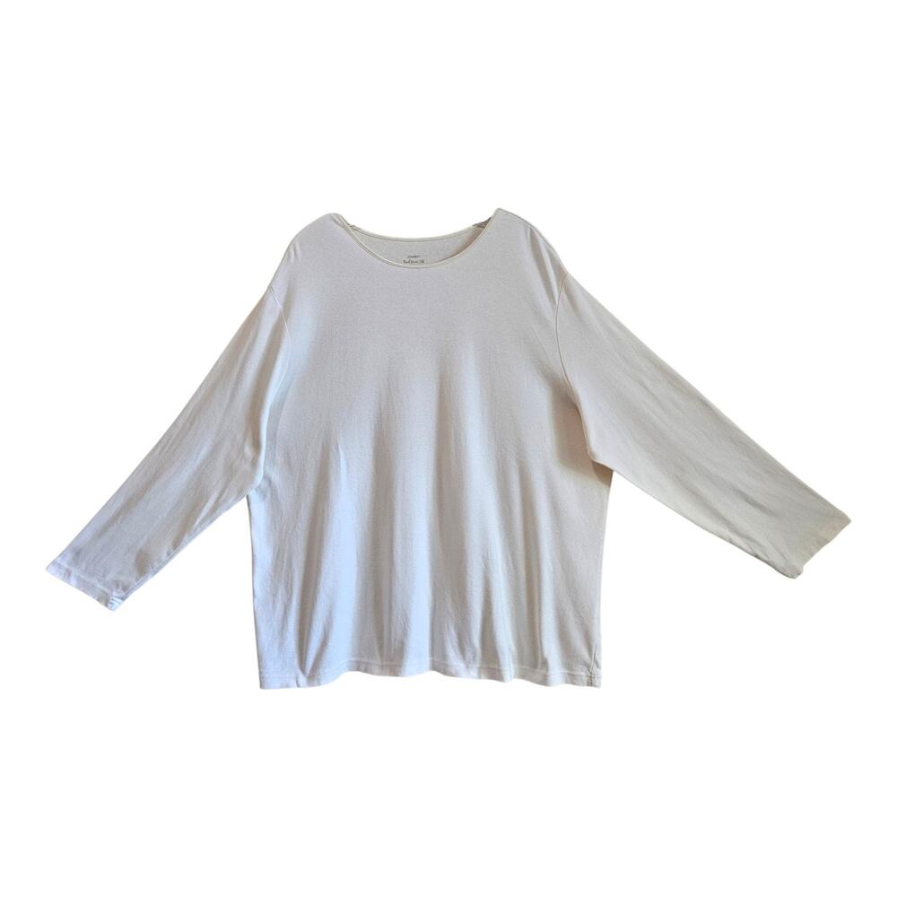CHRISTOPHER CJ BANKS Plus 3X Top Cream Neutral Capsule Wardrobe Long Sleeve 52"